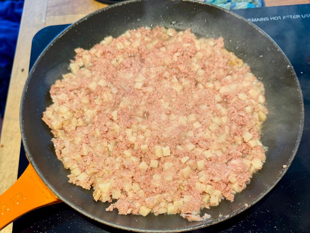 corned beef hash in a pan