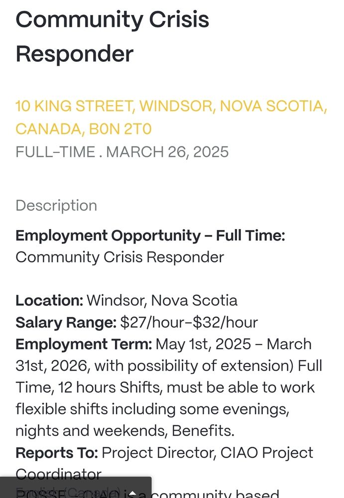 Community Crisis Responder job posting 