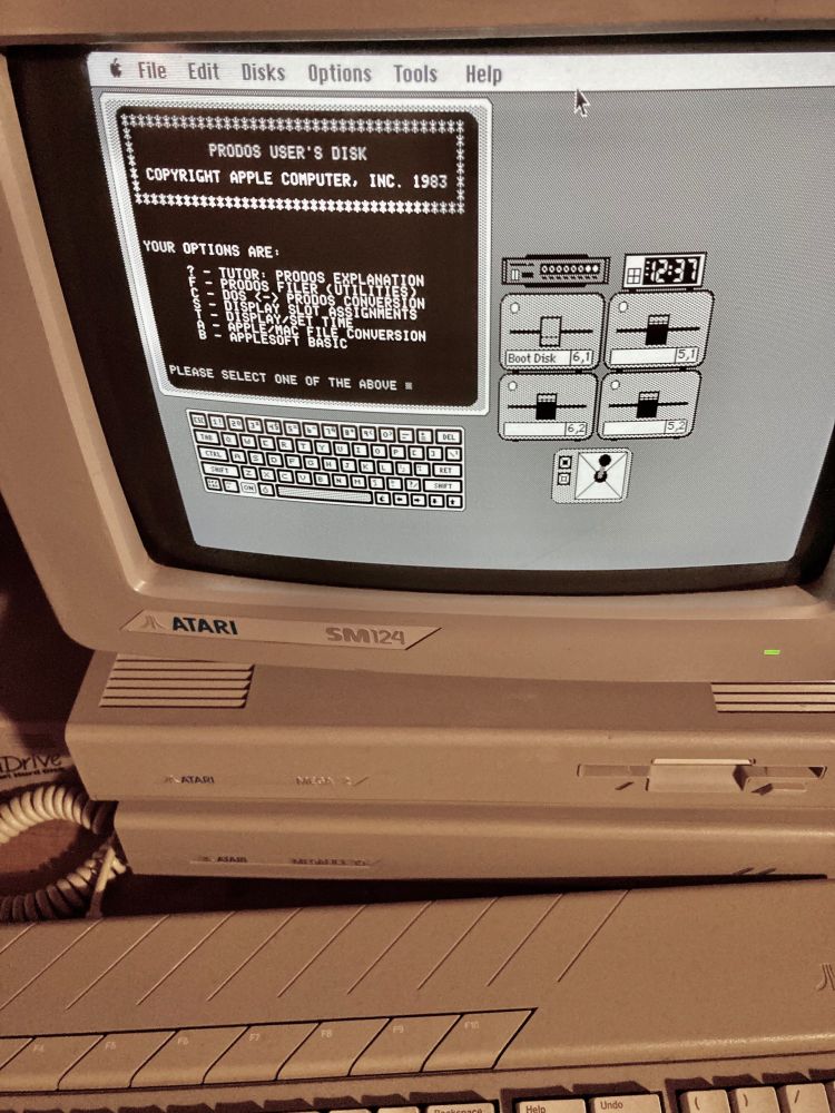 Atari ST emulating a Macintosh emulating an Apple ][.