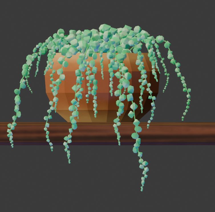 low poly 3d blender model of string of pearls plant