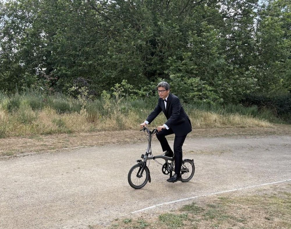 Me in a tux on a bike
