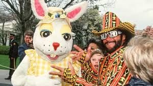 Randy Savage with the Easter Bunny.