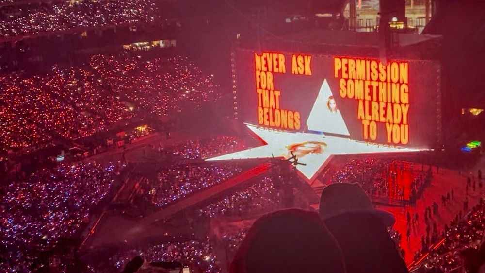 Stage screen reads “never ask permission for something that already belongs to you”