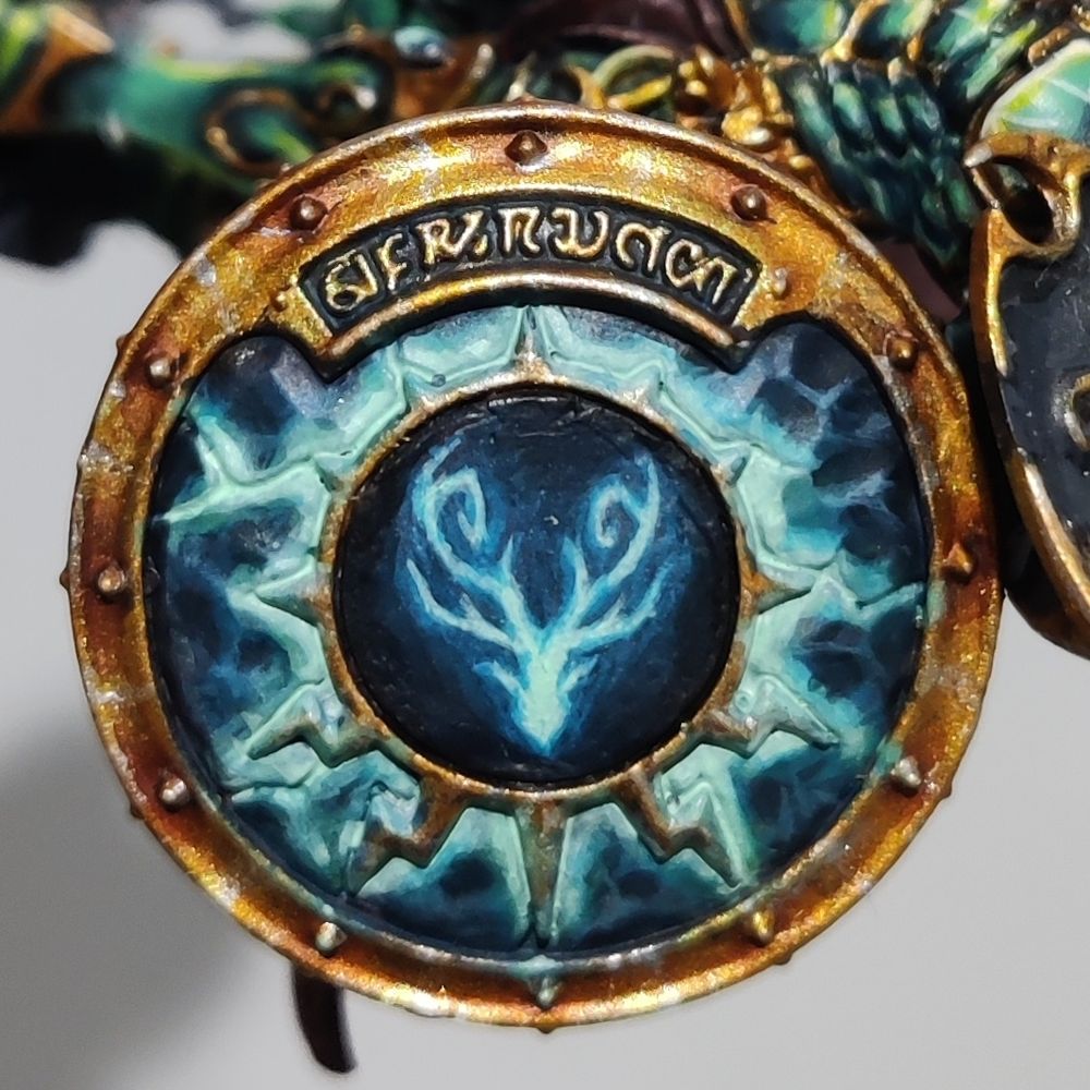 Stylised stag freehand on Annihilator shield