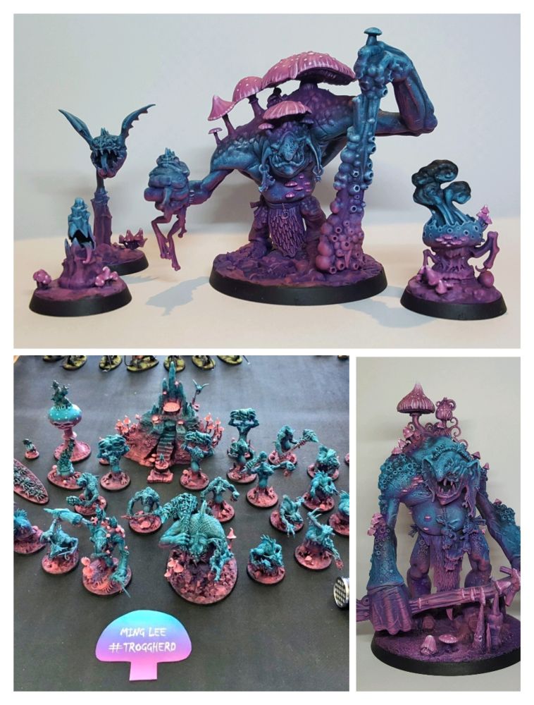 TROGGS
2 colour scheme representing moonlight from above & mushroom glow below.
Not pictured, UV reactive paint revealing hidden details.