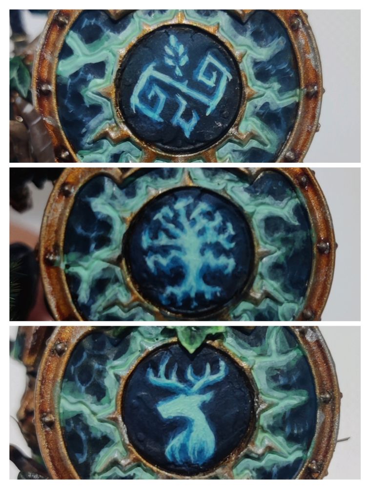 Individual shield heraldry with forest themes