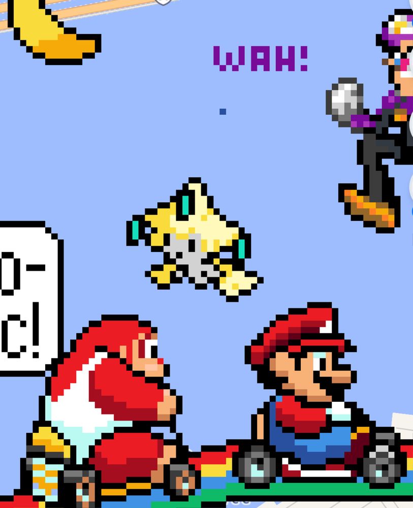 Jirachi sprite art over a bridge 🖼️ 