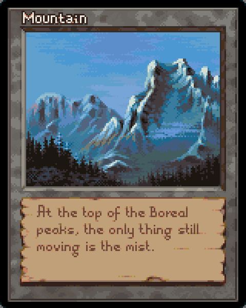 pixelart rendition of an mtg card (fanart) - a snow-cowered mountain