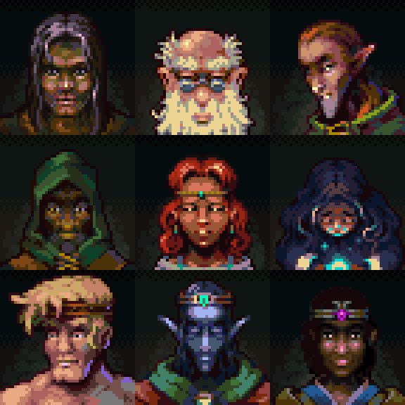 Fantasy pixelart portraits in a retro-style fashion