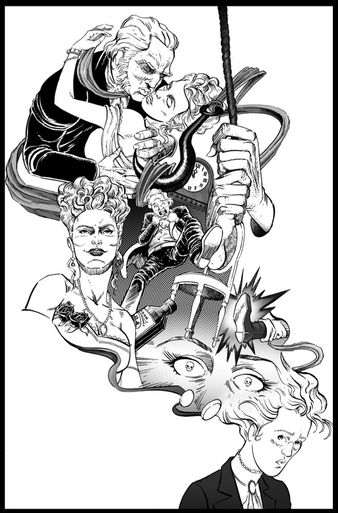 Splash page from "Death, 2 Ways"

Kip Satterwhite describes a murder plot as the images of the scene sprout from his head in a mosaic of images 