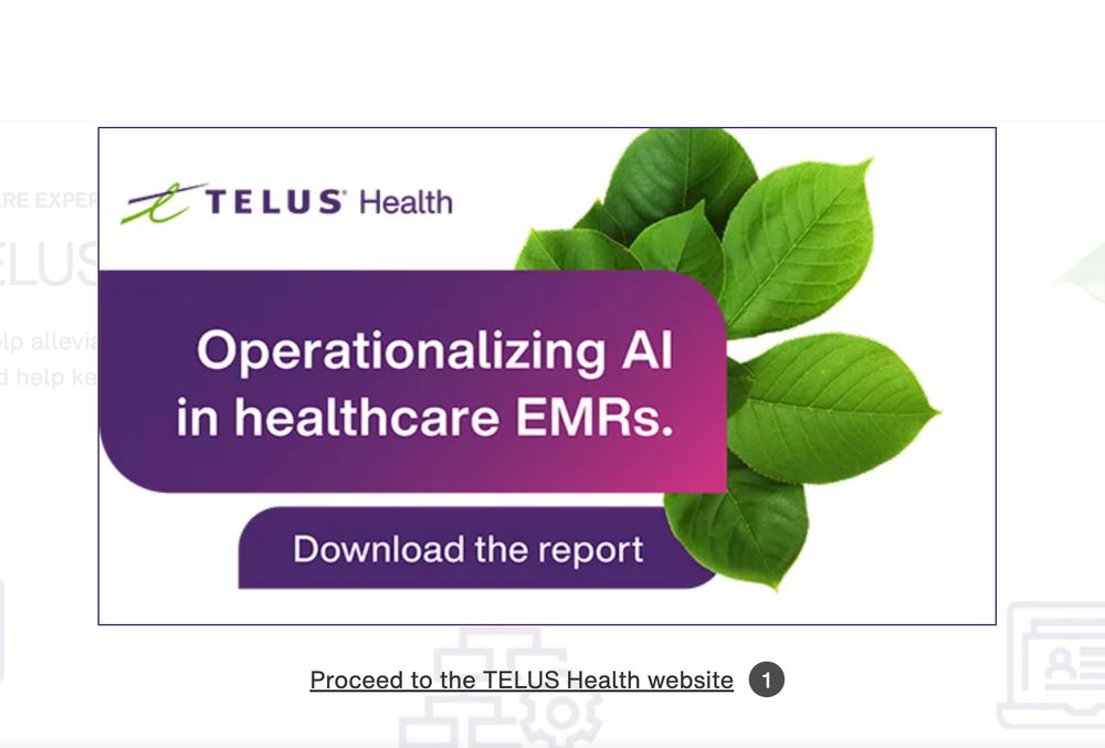 A pop-up that says "Operationalizing AI in healthcare EMRs. Download the report." followed by an ad timer.