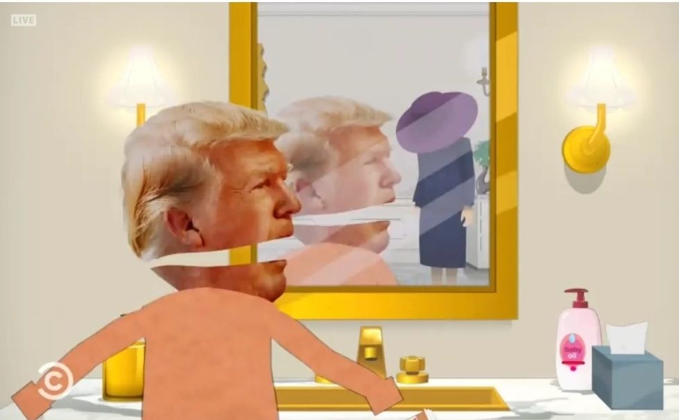 Melania ghost haunts donald in the bathroom 