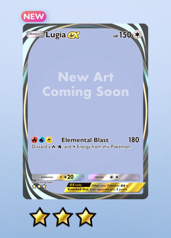 A Pokemom TCG card missing its immersive Lugia art because it was removed from the game