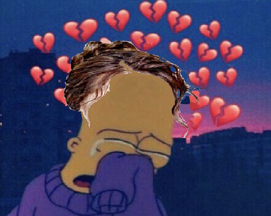 sad bart simpson with brown bun