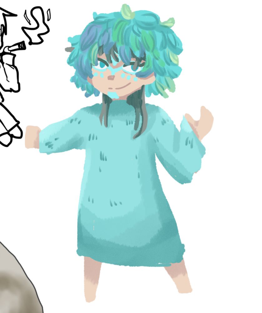 digital doodle of raqio from gnosia, chibi