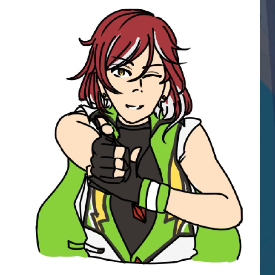 natsume from enstars fingergunning at the viewer digital doodle