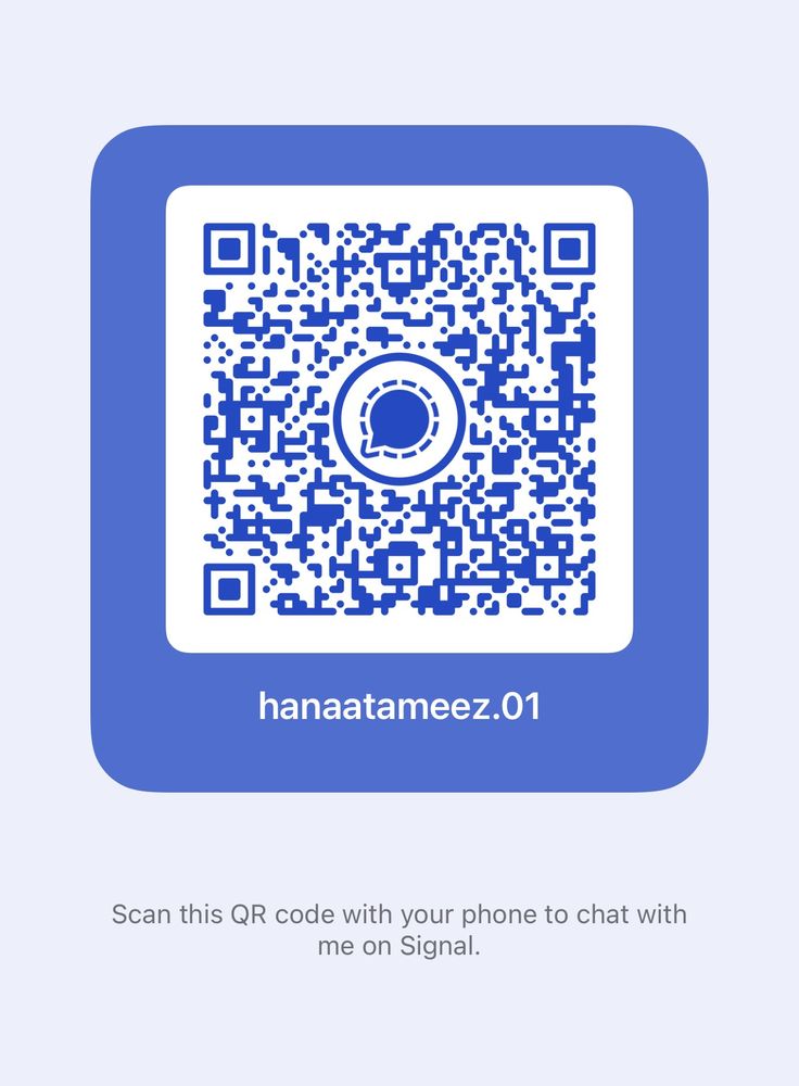 Scan this QR code with your phone to chat with me on Signal.