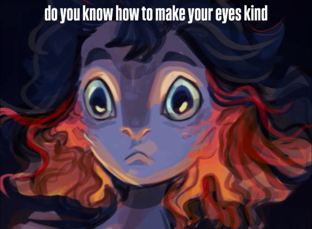 close up of a fish eyed humanoid with the words “do you know how to make your eyes kind” at the top of the image 
