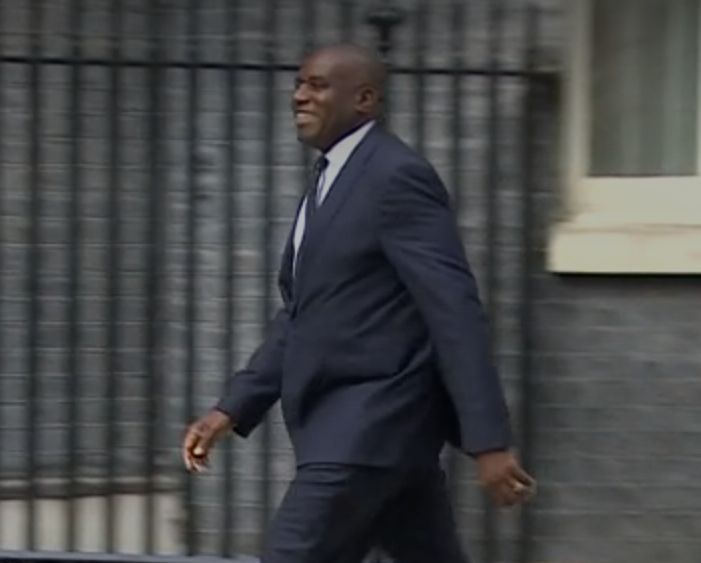 David Lammy walking towards the front door of 10 Downing Street today.