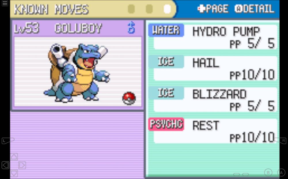 Moves: Hydro Pump, Hail, Blizzard, Rest