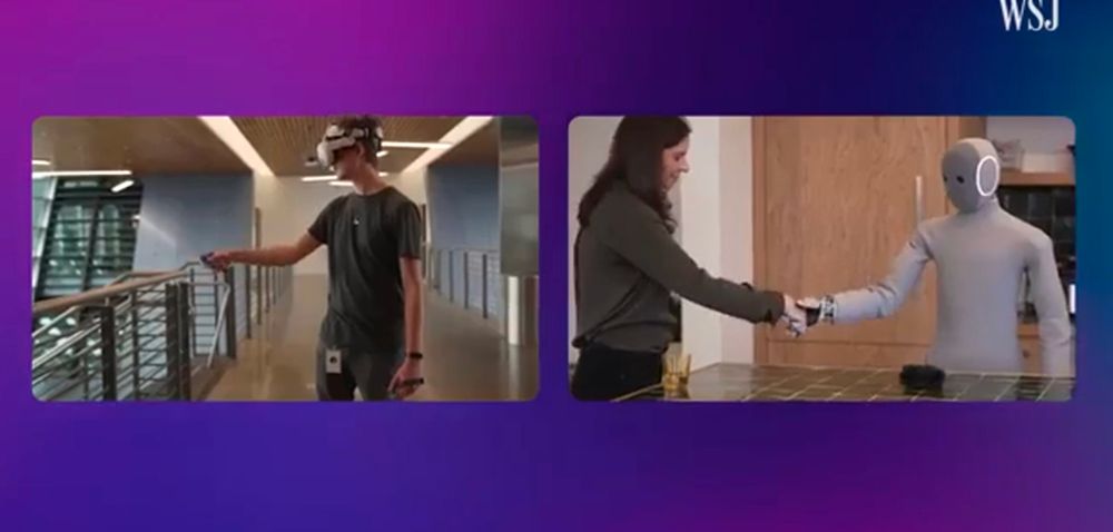 On the left, a man reaches his hand out in front of him. In his hand is a VR controller. On his head is a VR unit.

On the right, a homeowner shakes the hand of a robot in a suspiciously fam up liar pose.