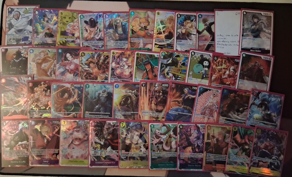 Monkey.D.Garp ST06
Ms. All Sunday OP04
Shirahoshi OP03
Cavendish EB01
Paulie OP03
Carrot OP08
S-Snake OP08
Cavendish OP04
Sanji ST14
Hibari OP11
Nico Robin ST14
King ST04
Imazuma EB01
Boa Hancock OP07
Monkey.D.Luffy OP10
Charlotte Linlin ST20
Nico Robin OP09
Krieg OP03
Brook OP06
Sakazuki OP02
Sakazuki OP09
Shanks P-083
Portgas.D.Ace OP02
Kyros OP10
Hody Jones OP06
Borsalino OP05
Jack OP08
Benn.Beckman OP09
Donquixote Doflamingo ST03
Sogeking OP03
Edward.Newgate ST15
Monkey.D.Luffy OP04
Sanji OP09
Charlotte Linlin ST07
"Eustass ""Captain"" Kid ST10"
Enel OP05
Jewelry Bonney EB02
Gecko Moria OP06
Silvers Raleigh OP08
"Eustass ""Captain"" Kid OP10"
Charlotte Katakuri OP03