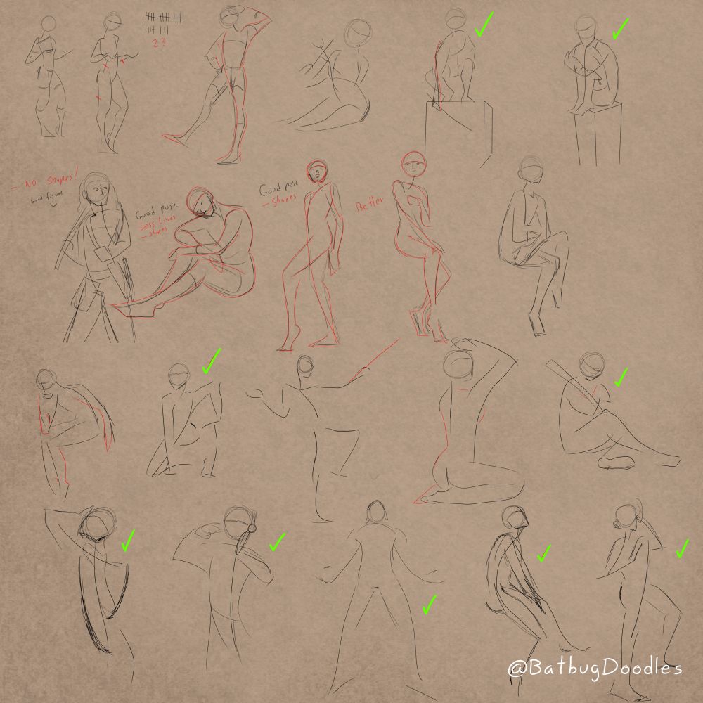 Gesture drawings from life, all less than 5 minutes