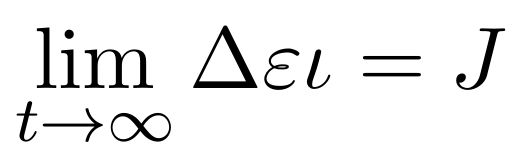 limit as t goes to infinity of Delta varepsilon iota = J