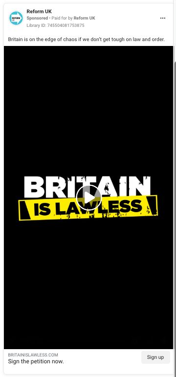 Reform ad: "Britain is Lawless"
