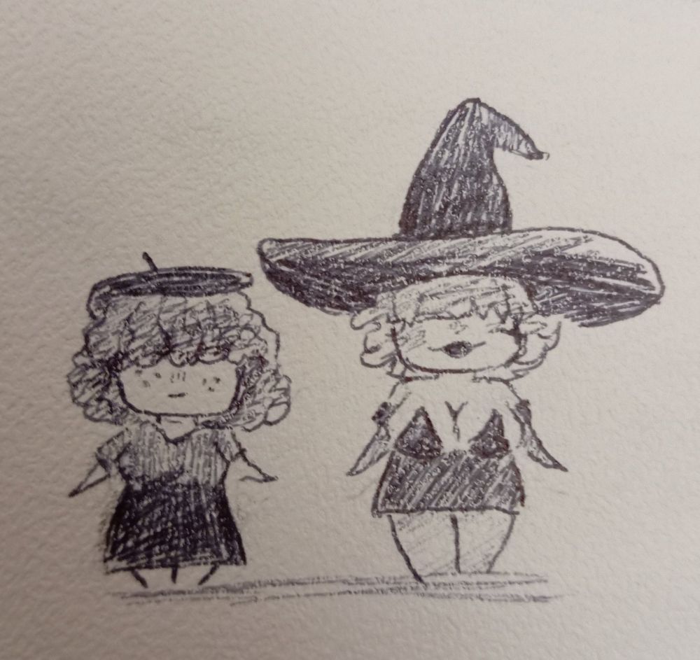 Doodle of me and Cordelia (Dead Estate) in silly form.