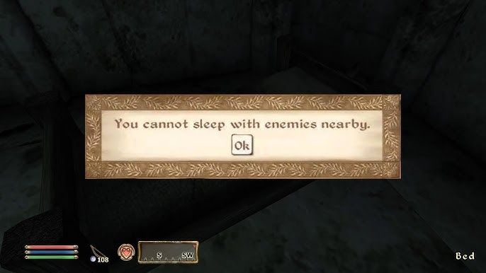 "You cannot sleep with enemies nearby" notification on oblivion 