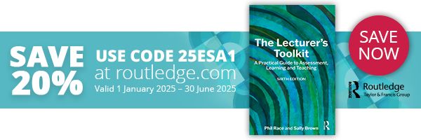 Banner offering 20% discount off the sixth edition of the lecturer’s toolkit 