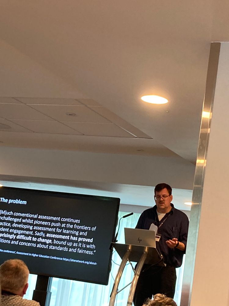 Alex Buckley keynoting at the assessment in the higher education conference