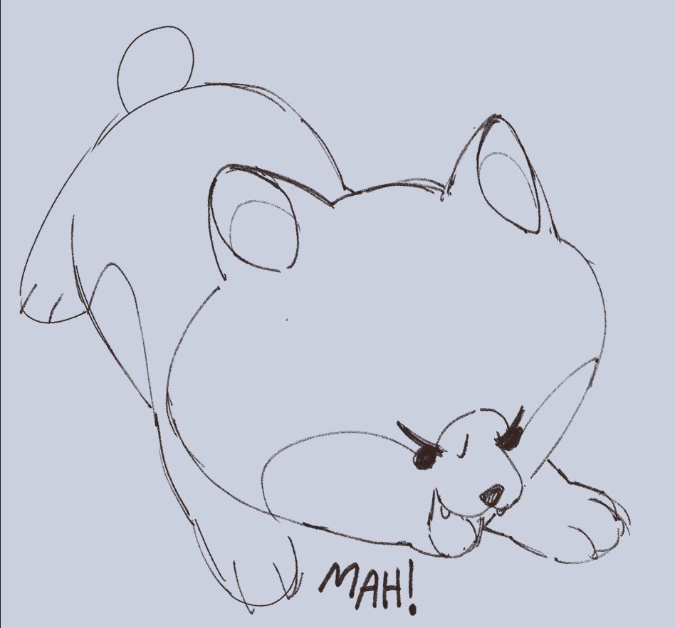 drawing of a corgi barking MAH! It's not entirely aggresive 