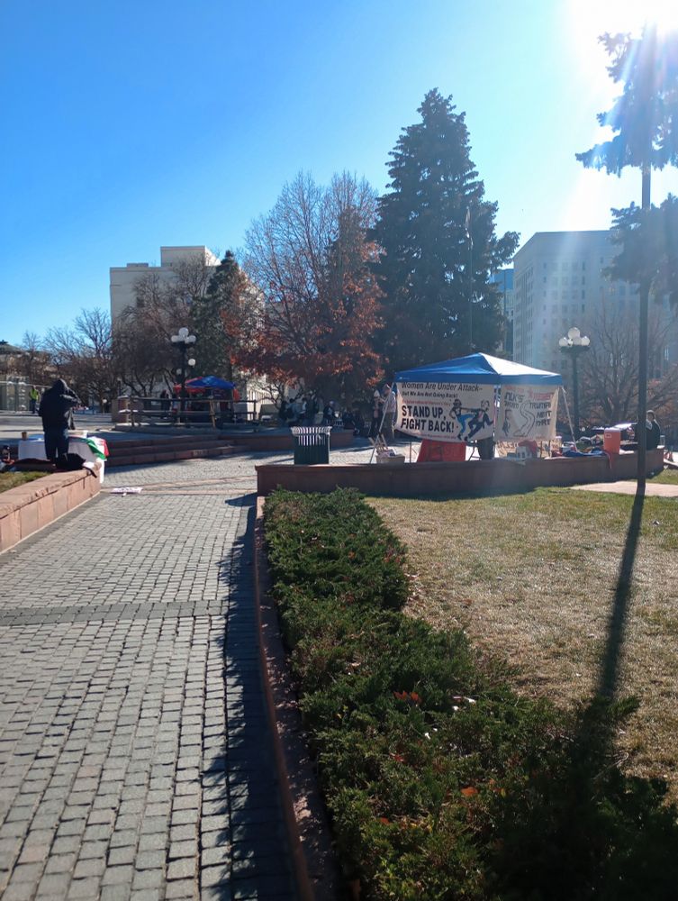 Tents and activists outside the Capitol Saturday afternoon 