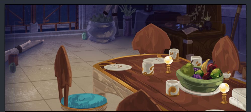 Wip of a comic panel set in the old sharlayan inn