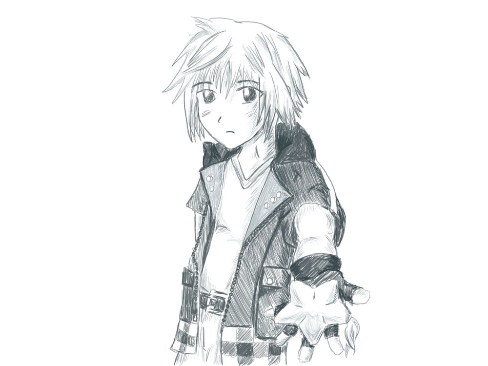Riku from Kingdom hearts offering a paopu fruit