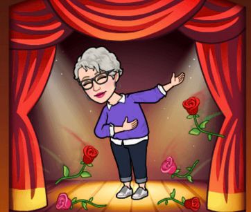 Woman taking a bow on a stage