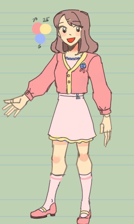 Cute brown hair girl in a pink dress