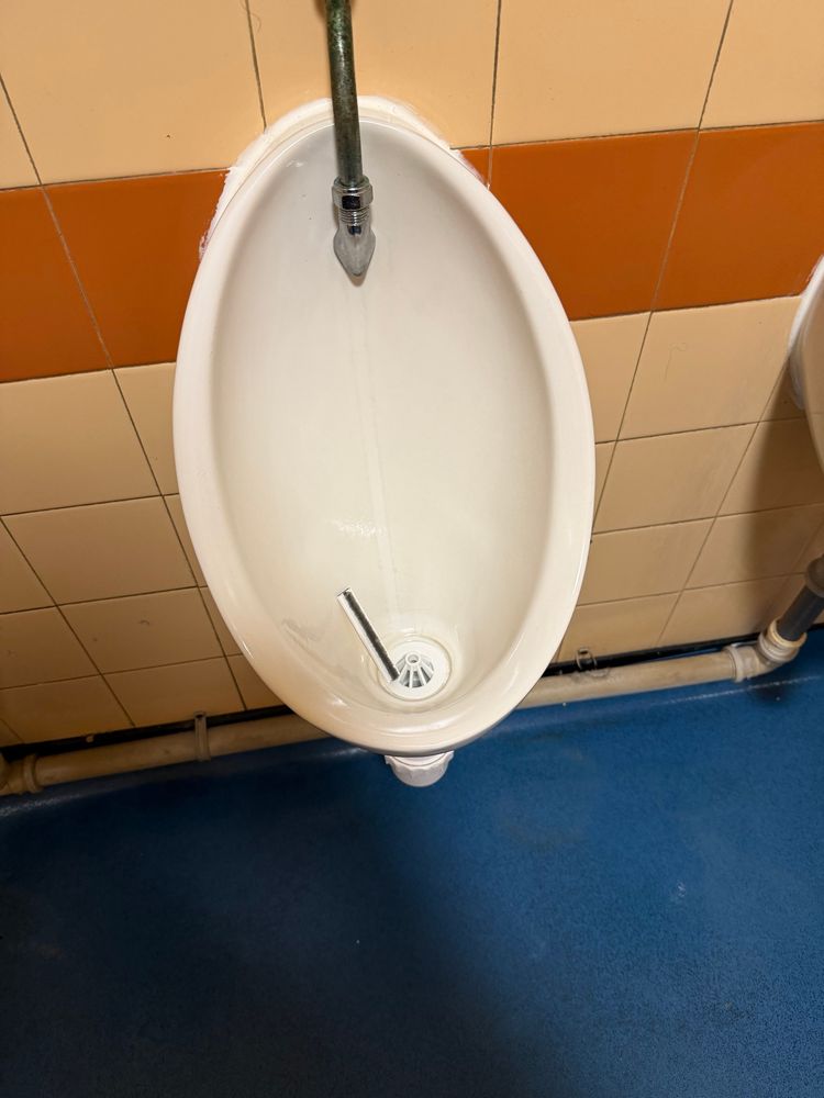A urinal with a bit of draft excluder in it 