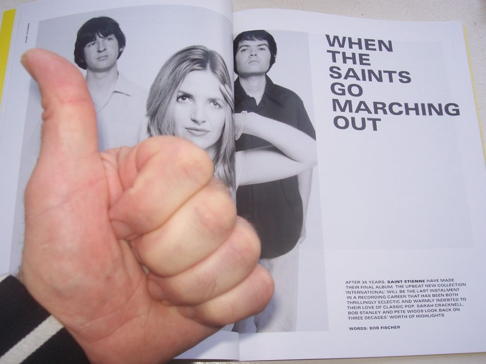 Picture of the Saint Etienne feature in the new Electronic Sound magazine. 