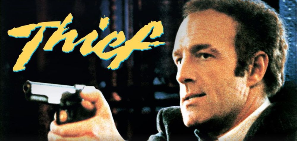 Banner for the movie “Thief” featuring James Caan, directed by Michael Mann