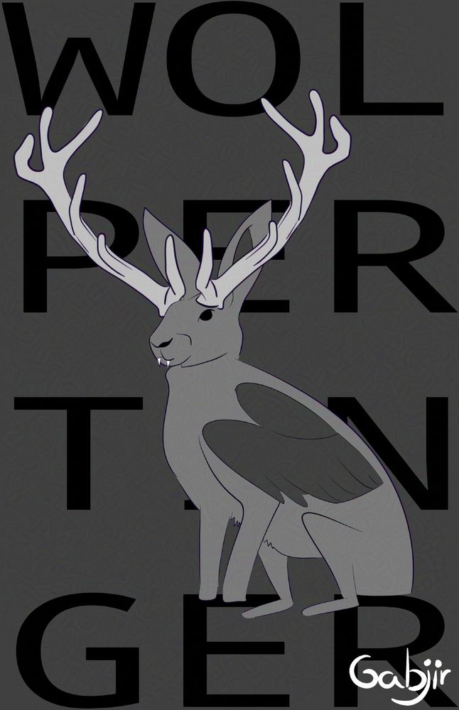 un lièvre avec des crocs pointus, des bois sur la tête et des ailes comme un hibou, c'est un wolpertinger