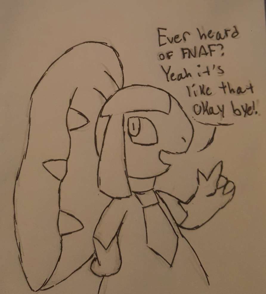 Don the mawile replies to Grif the sandslash, answering with "Ever heard of FNAF? Yeah, it's like that. Okay bye!"