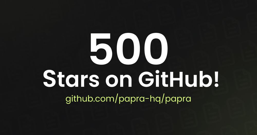 Celebration graffic : 500 stars on GitHub! github.com/papra-hq/papra