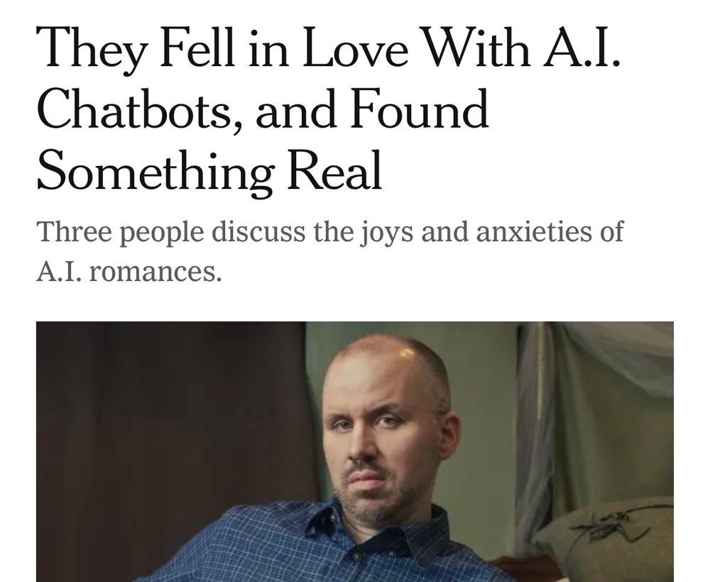 They Fell in Love With A.I.
Chatbots, and Found Something Real
Three people discuss the joys and anxieties of A.l. romances.