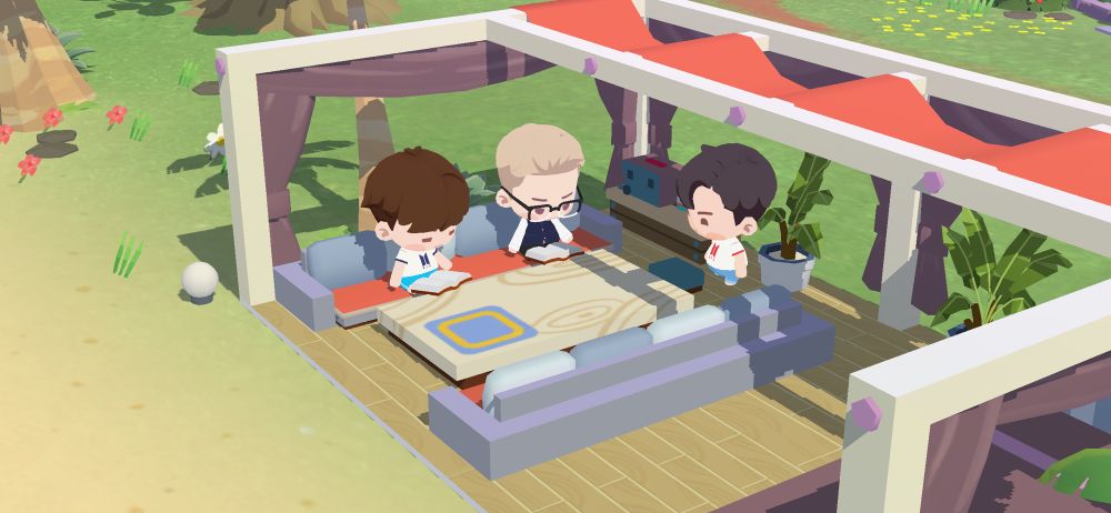 Yoongi, Namjoon and Hoseok are all reading. 