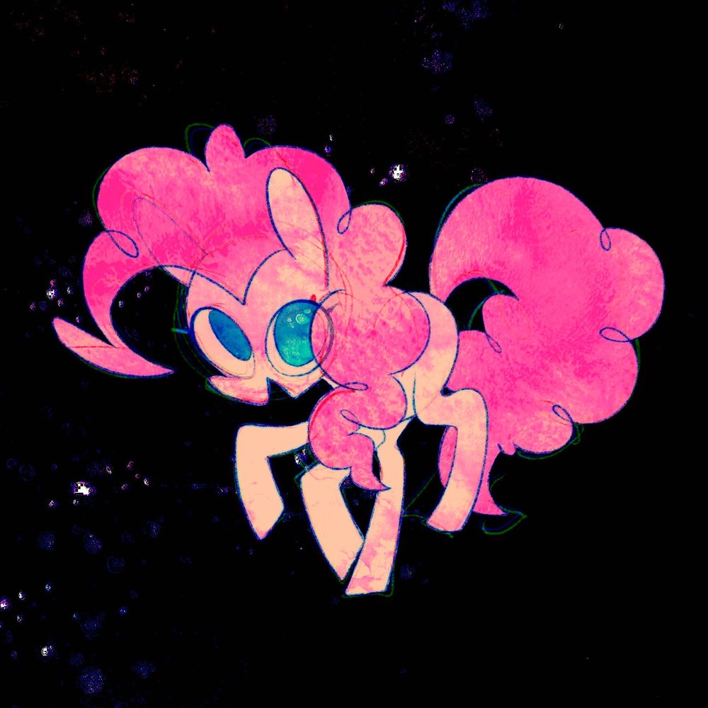 dark texturey doodle of pinkie pie