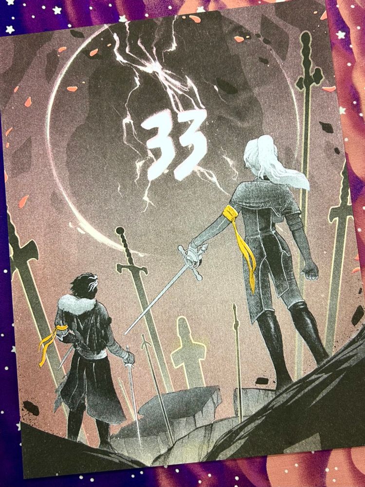 Verso and Maelle face away from us, looking at a giant 33 in the sky