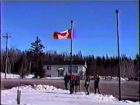 Flag Raising Ceremony with George Stanley, designer of the Canadian Flag, Feb 95
